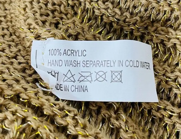 Knit Button Up Shawl, Tan, Gold, OS - Image 8