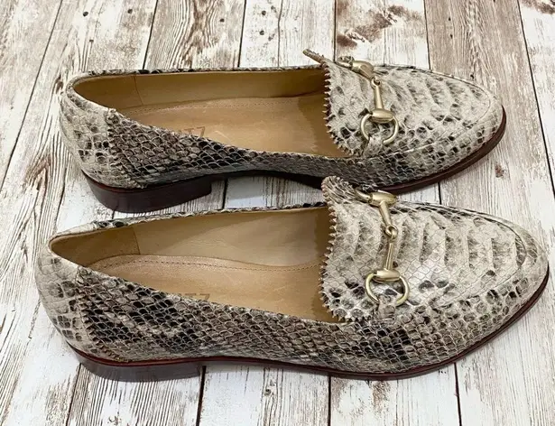 Schutz Snakeskin Gold Horsebit Loafers 36