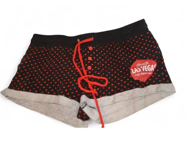 Coca-Cola Las Vegas Lounge Shorts Women’s L Black Red Polka Dot Retro