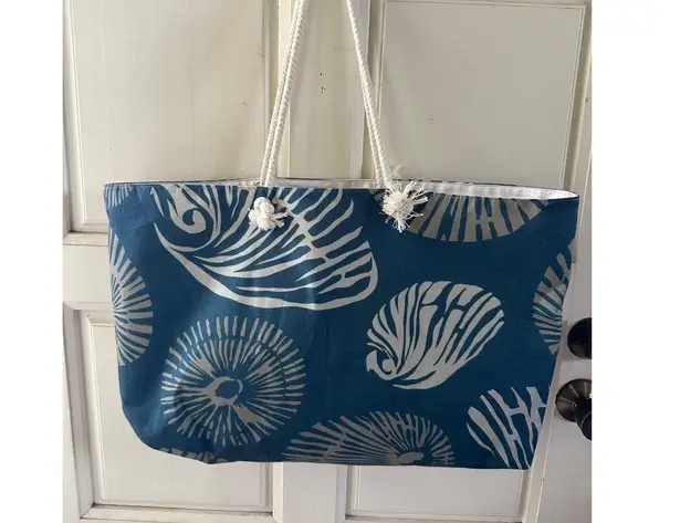 Aloha Is The Cure Hawaiian Islander Opihi Open Lined Tote Beach Bag Blue