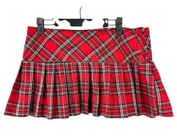 Street Code Vintage Micro Mini School Girl Red Plaid Skirt Size 7