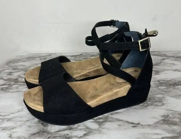 Giani Bernini Womens 7.5 Black Memory Foam 1/2" Platform Ellenaa Wedge Sandals