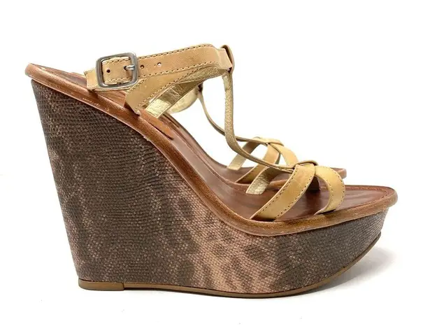 Elizabeth and James leather platform wedge sandals, size 7.5