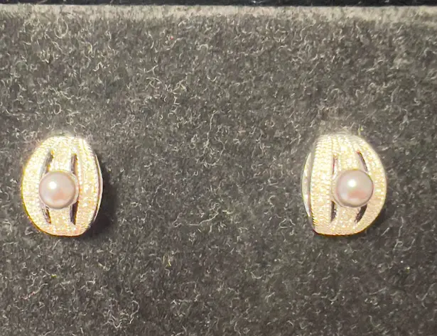 Perlasque Pendant Necklace & Earrings Set NWOT Silver