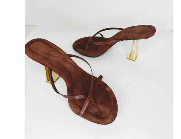 Cult Gaia in mahogany brown Soriah Slide Strappy leather Sandal (Women) 36.5
