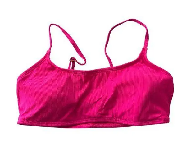Cabana La Sol Bikini Top Removable Cups Ribbed Adjustable Straps Pink M Size M