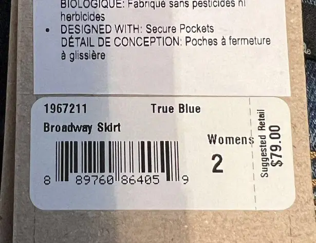 prAna  Women's $79 Broadway Denim Jean A Line Skirt in True Blue Size 2 New