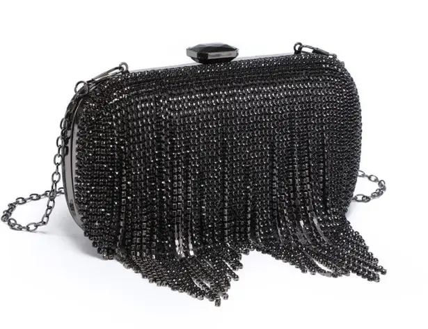 Crystal Cascade Clutch Black