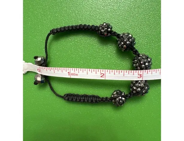 Black Shamballa Bead Bracelet Sparkly Crystal Trendy Gothic Goth