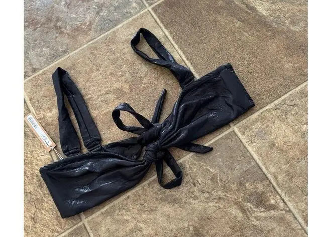 SKIMS Liquid Shine Swim Bandeau Bikini Top Onyx Size XL