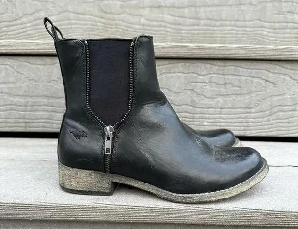 Rocket Dog Black Faux Leather Synthetic Casual Ankle Boots w/ Zipper Elastic