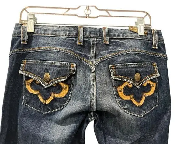 ReRock Express Embellished Embroidered Dark Wash Denim Jeans Size 28 07RJ72 Blue