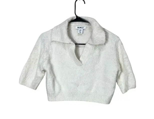 William Rast White Collared Crop Top Size M NWT