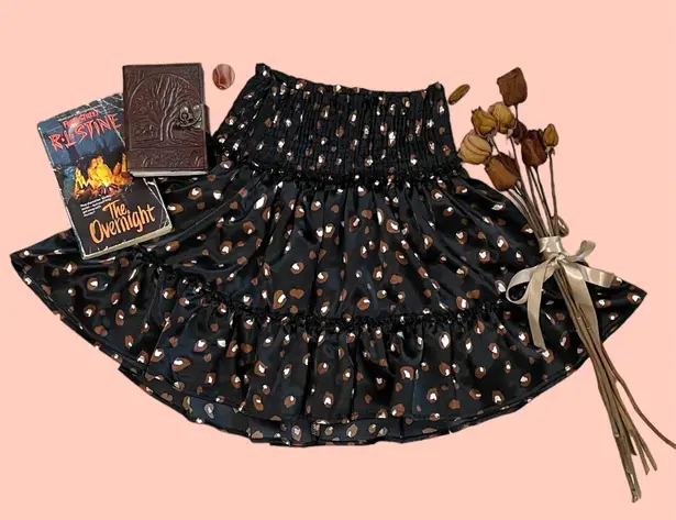 Altar'd State  leopard print mini ruffled skirt