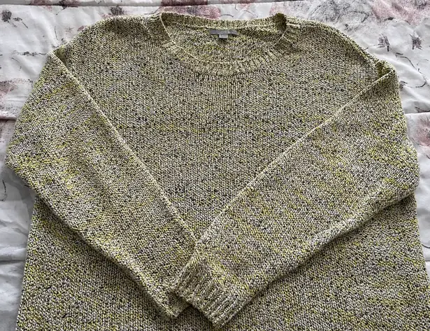 COS Yellow Marled Cotton Blend Crewneck Long Sleeve Sweater, size S