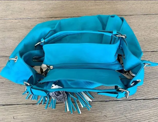 Yoki NWT  Teal Vegan Leather Tassel 2-Way Slouchy Shoulder Bag