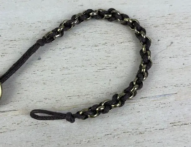 NWOT 4 Chain Link Braided Bracelets Set Gold Silver Tone Black Brown Yellow Cord