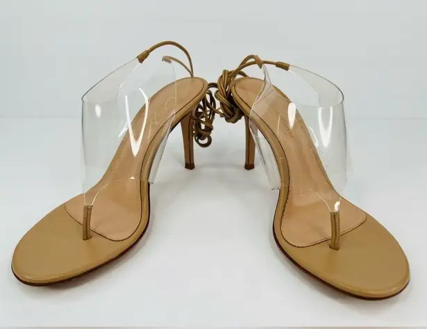 Gianvito Rossi Plexi PVC Leather Thong Heel Wraparound Sandals Size EU 36.5