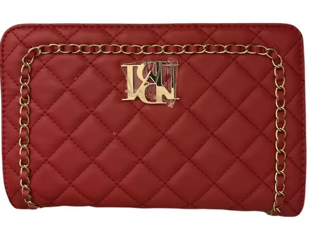 Badgley Mischka Quilted Crossbody braided chain Red Large