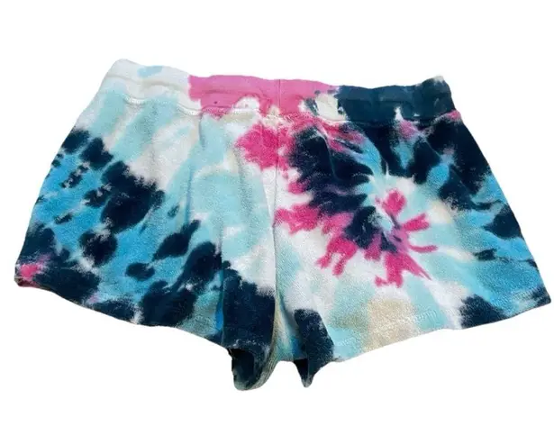 Lucy Tie Dye Terry Cloth Cotton Pull On Casual Shorts Colorful Medium Blue
