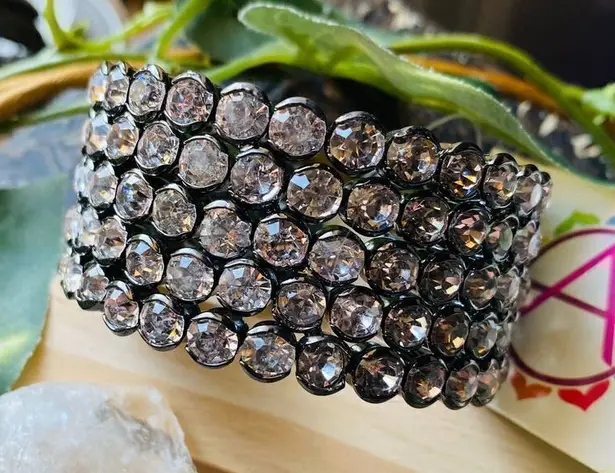 Amrita Singh Clear Austrian Crystal Gun Metal Cuff Gorgeous