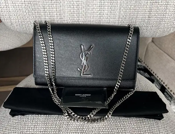 Saint Laurent  Kate Medium YSL Grain de Poudre Wallet on Chain