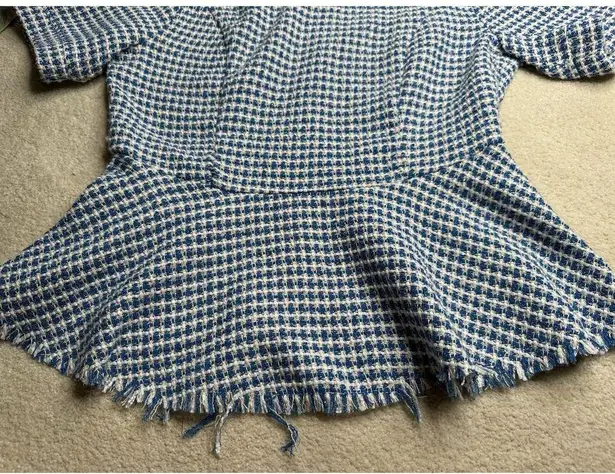 VICI : Blue Plaid Tweed Babydoll Blouse
