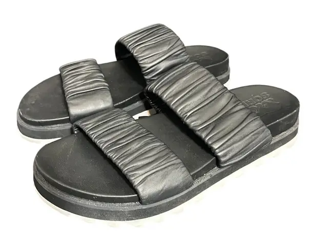Sorel  Roaming Two Strap Ruched Black Leather Slide Sandals Size‎ 7 - Image 1