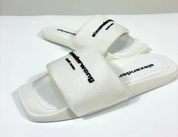 Alexander Wang Logo Pool Slides Sandals White EU 39 NEW 30221S059