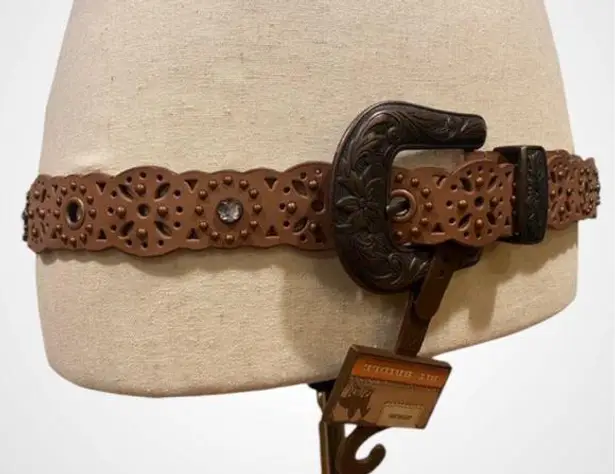 The Sak Women’s Brown Leather Studded Western Belt Bit & Bridle Cowgirl Buckle XL NWT thumbnail 1