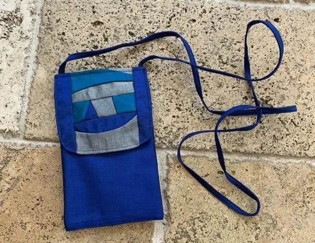 Blue Silk Red Dirt Road Crossbody Phone Bag