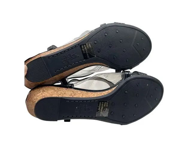 Life Stride Size 7M Black Casual Strappy Cork Wedge Adjustable Strap Sandals