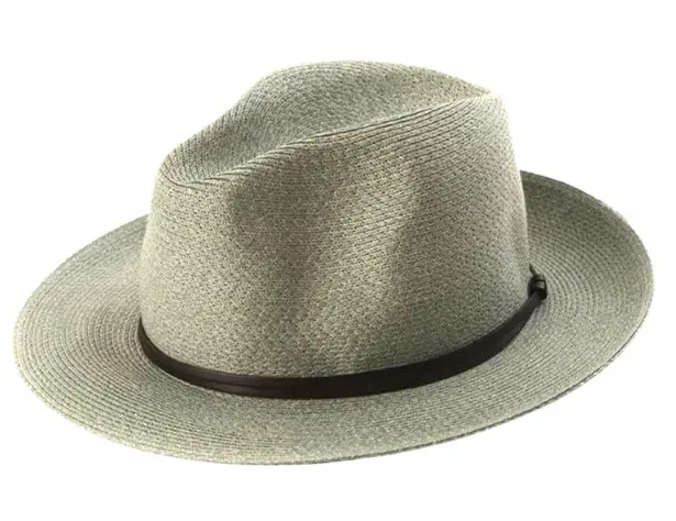 Travaux En Cours Straw Fedora Hat in Sage Size 56 Green
