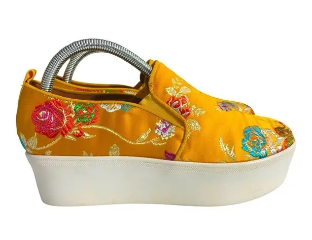 Golo Vivian Platform Silk Floral Shoes Size 10 Gold