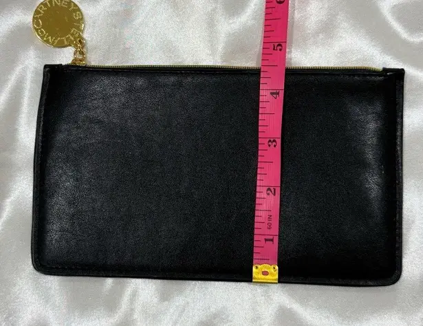 Stella McCartney Vegan Leather Zip Pouch Wallet Black Gold Zipper Clutch Case