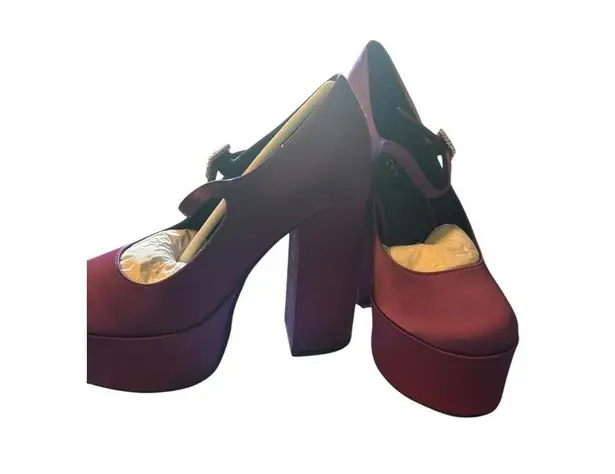 Lisa + Vicky Vault V Dark Purple Satin Platform Size 7.5
