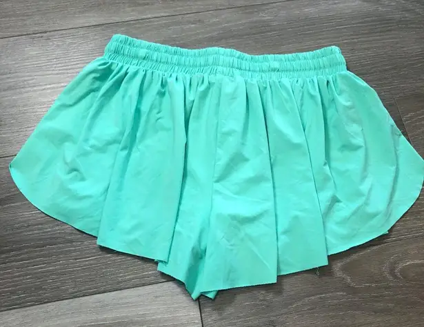 Luogongzi Women's 2 in 1 Flowy Running Shorts Gym Yoga Shorts Green Size XL Blue