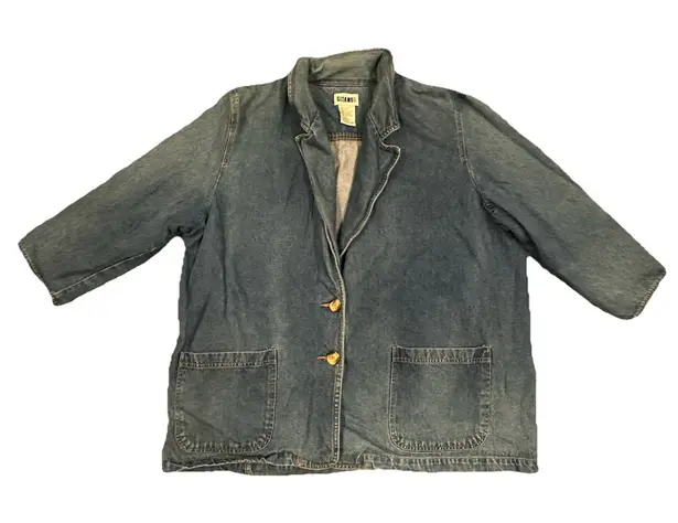 Gitano Jean Jacket Blue Denim Chore Coat Size 20W Western Country Blazer Vintage