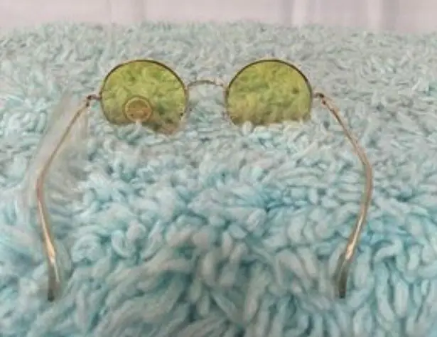 Round Yellow Lens and Gold Metal Frame Sunglasses NWOT