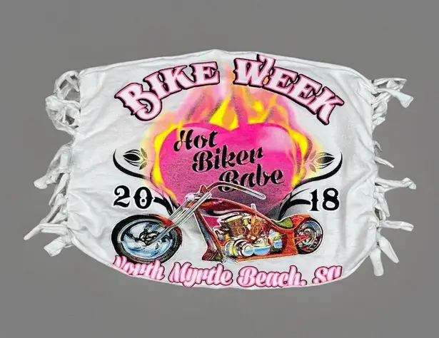 Women’s Bike Week Shirt Size XS Double Sided Graphic 2018 North Myrtle Beach White