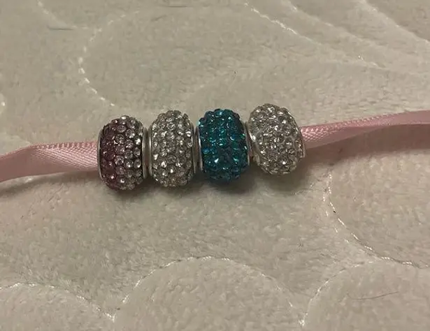 NWT 4 Crystal Rhinestone Charms for Charm Bracelet or Necklace Silver