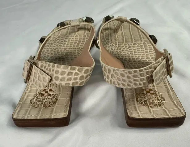 Vince Camuto NWOB  Size 8 White Reptile Dailette Thong Sandal Studded Ankle Strap