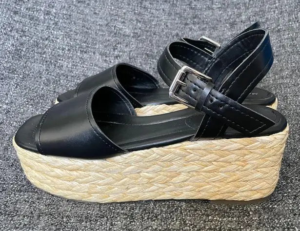 Marc Fisher  Jellard Espadrille Platform Sandal Black Jute Flatform Women’s 8.5