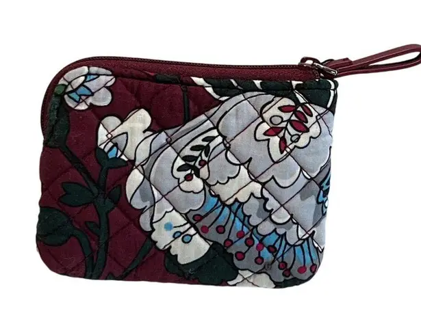 Vera Bradley  Bordeaux Blooms Quilted Zipper Coin Purse/Card Holder 5 x 4" Kitsch