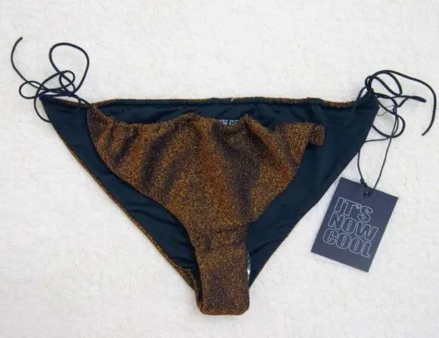 NEW It's Now Cool Gathered Tie Pant bikini Lurex, M Gold Size M