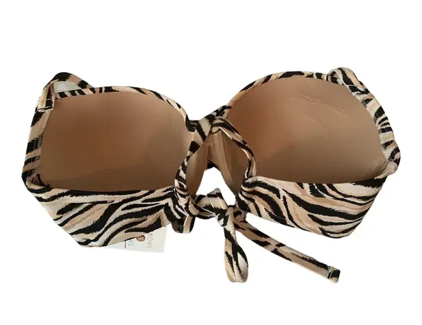 Shade & Shore  Womens Light Lift Twist Front Bralette Bikini Top Zebra 38D