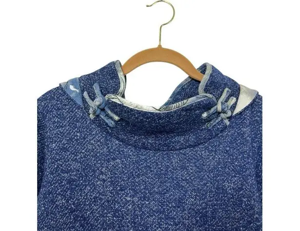 Hoodie Sweatshirt Blue Boho Asian Patchwork Bohemian Pockets Unique Boho Size M