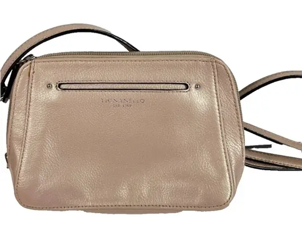 Tignanello BELLA Rose Gold Leather Crossbody Bag EUC Belt Bag Convertible purse Pink