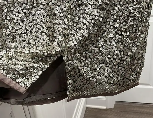 TERI JON Sportswear Silver Sequined Mesh Skirt, Size 12