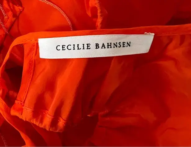 Cecilie Bahnsen Fang Draped Open Back Sleeveless Midi Dress Orange